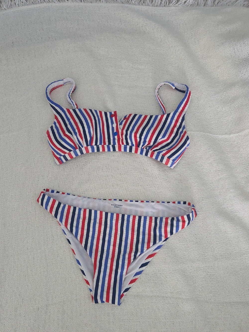 Calzedonia Striped Two-Piece Swim Set in Red, White & Blue Size Small